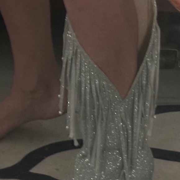 BRAND NEW NEVER WORN SEXY SPARKLY SILVER CUT OUT BOOTS - EU 41 - US SIZE 9.5/10 - Picture 7 of 16